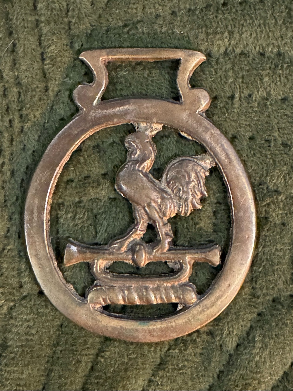 Vintage English Cast Brass Horse Saddle Harness Medallion- Heraldic Rooster